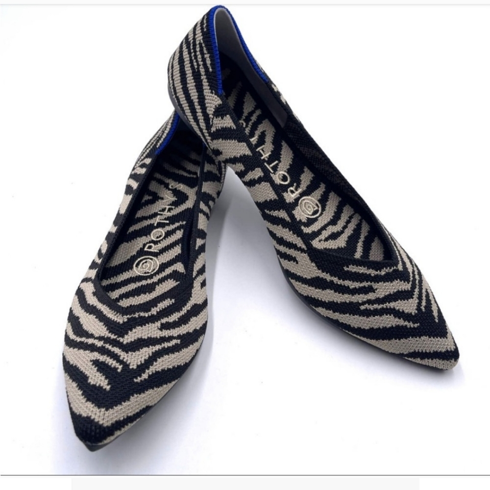 Rothy's The Point Flats Black Zebra Crossing Women's Size 9.5